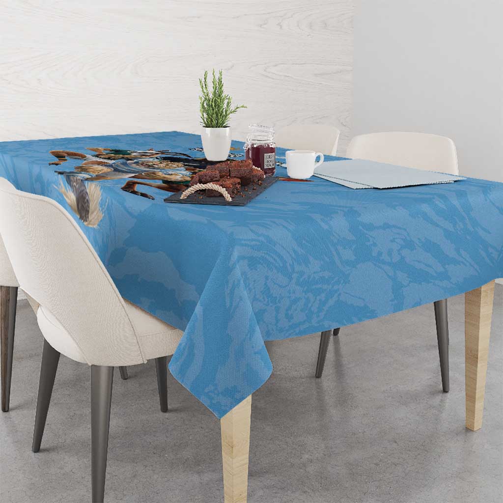 Custom Rugby Southern Hemisphere Tablecloth Argentina AUNZ South Africa Mascot Blue - Aussie Hoodie