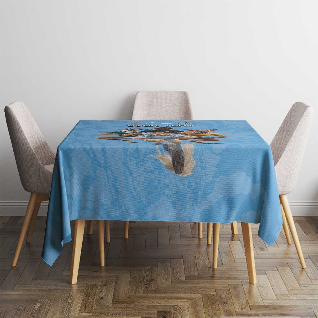 Custom Rugby Southern Hemisphere Tablecloth Argentina AUNZ South Africa Mascot Blue - Aussie Hoodie