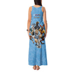 Custom Rugby Southern Hemisphere Tank Maxi Dress Argentina AUNZ South Africa Mascot Blue - Aussie Hoodie