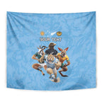 Custom Rugby Southern Hemisphere Tapestry Argentina AUNZ South Africa Mascot Blue - Aussie Hoodie