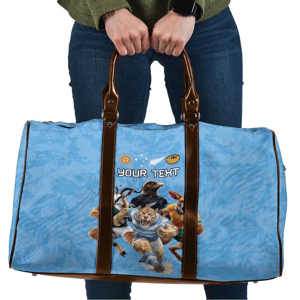 Custom Rugby Southern Hemisphere Travel Bag Argentina AUNZ South Africa Mascot Blue - Aussie Hoodie