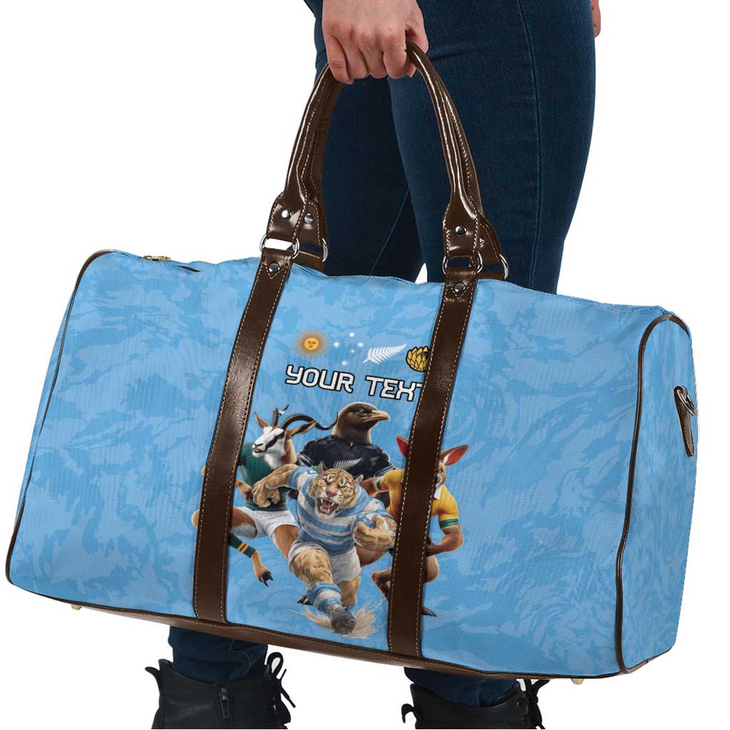 Custom Rugby Southern Hemisphere Travel Bag Argentina AUNZ South Africa Mascot Blue - Aussie Hoodie
