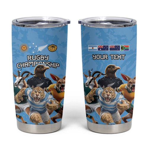 Custom Rugby Southern Hemisphere Tumbler Cup Argentina AUNZ South Africa Mascot Blue - Aussie Hoodie