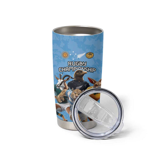 Custom Rugby Southern Hemisphere Tumbler Cup Argentina AUNZ South Africa Mascot Blue - Aussie Hoodie