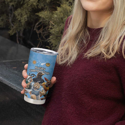 Custom Rugby Southern Hemisphere Tumbler Cup Argentina AUNZ South Africa Mascot Blue - Aussie Hoodie