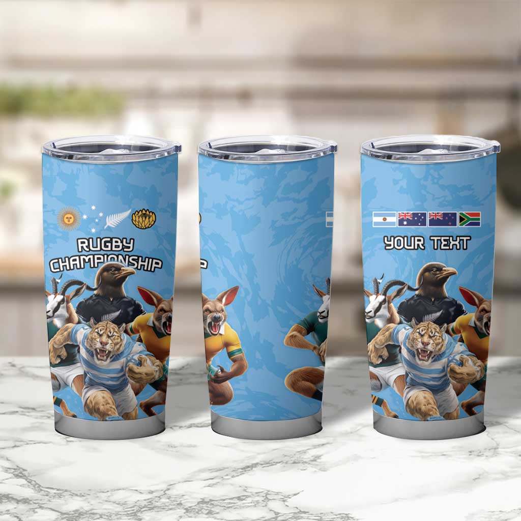 Custom Rugby Southern Hemisphere Tumbler Cup Argentina AUNZ South Africa Mascot Blue - Aussie Hoodie
