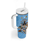 Custom Rugby Southern Hemisphere Tumbler With Handle Argentina AUNZ South Africa Mascot Blue - Aussie Hoodie