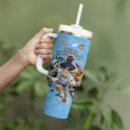 Custom Rugby Southern Hemisphere Tumbler With Handle Argentina AUNZ South Africa Mascot Blue - Aussie Hoodie