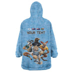Custom Rugby Southern Hemisphere Wearable Blanket Hoodie Argentina AUNZ South Africa Mascot Blue - Aussie Hoodie
