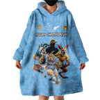 Custom Rugby Southern Hemisphere Wearable Blanket Hoodie Argentina AUNZ South Africa Mascot Blue - Aussie Hoodie