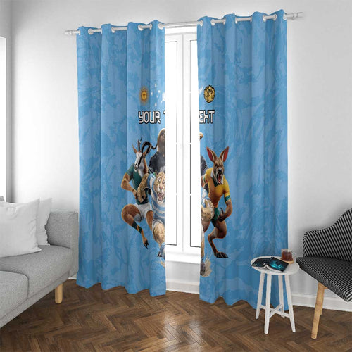 Custom Rugby Southern Hemisphere Window Curtain Argentina AUNZ South Africa Mascot Blue - Aussie Hoodie