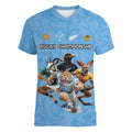 Custom Rugby Southern Hemisphere Women V-Neck T-Shirt Argentina AUNZ South Africa Mascot Blue - Aussie Hoodie