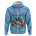 Custom Rugby Southern Hemisphere Zip Hoodie Argentina AUNZ South Africa Mascot Blue - Aussie Hoodie