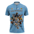 Custom Rugby Southern Hemisphere Zipper Polo Shirt Argentina AUNZ South Africa Mascot Blue - Aussie Hoodie