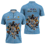 Custom Rugby Southern Hemisphere Zipper Polo Shirt Argentina AUNZ South Africa Mascot Blue - Aussie Hoodie