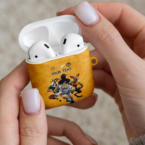 Custom Rugby Southern Hemisphere AirPods Case Argentina AUNZ South Africa Mascot Gold - Aussie Hoodie