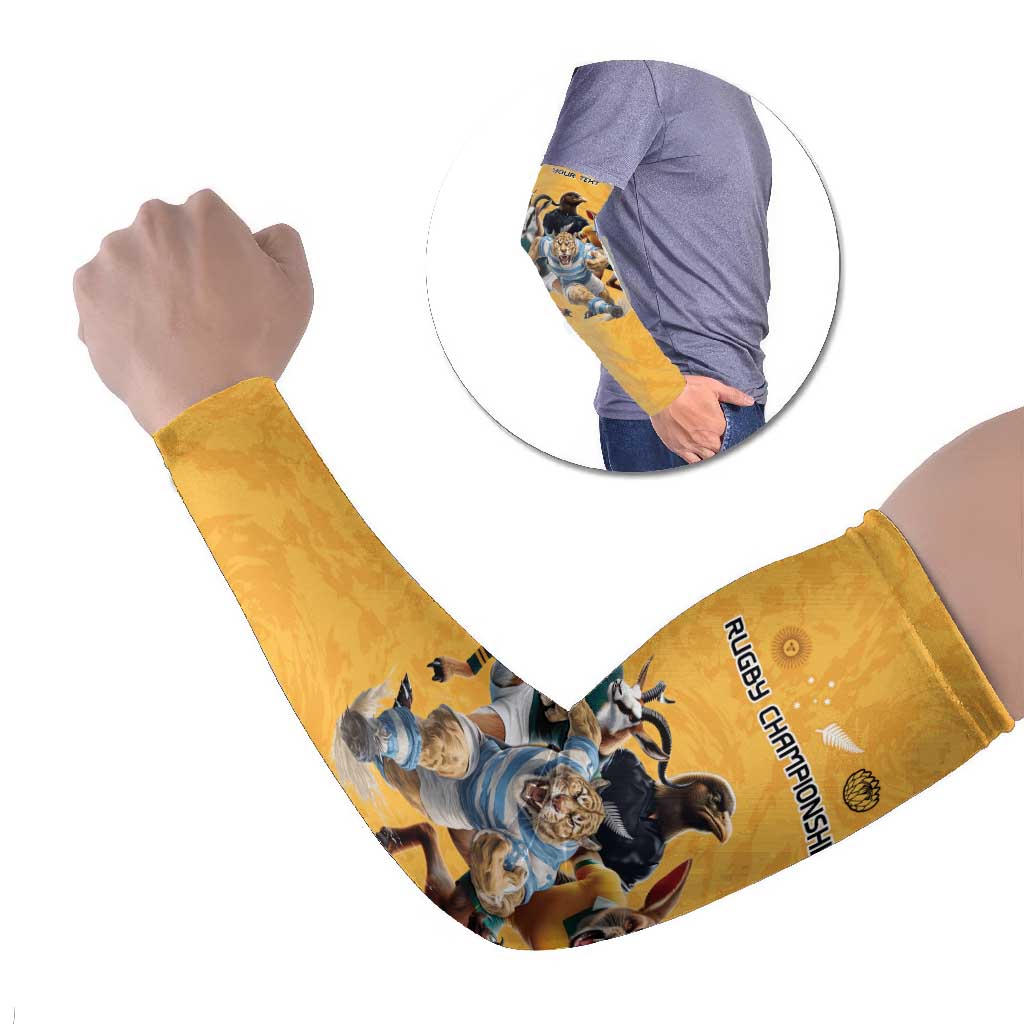 Custom Rugby Southern Hemisphere Arm Sleeves Argentina AUNZ South Africa Mascot Gold - Aussie Hoodie