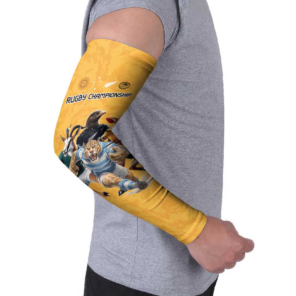 Custom Rugby Southern Hemisphere Arm Sleeves Argentina AUNZ South Africa Mascot Gold - Aussie Hoodie