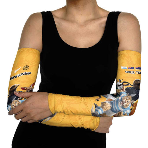 Custom Rugby Southern Hemisphere Arm Sleeves Argentina AUNZ South Africa Mascot Gold - Aussie Hoodie