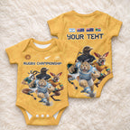 Custom Rugby Southern Hemisphere Baby Onesie Argentina AUNZ South Africa Mascot Gold