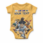 Custom Rugby Southern Hemisphere Baby Onesie Argentina AUNZ South Africa Mascot Gold