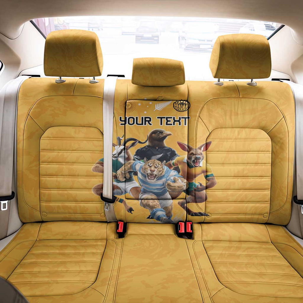 Custom Rugby Southern Hemisphere Back Car Seat Cover Argentina AUNZ South Africa Mascot Gold - Aussie Hoodie