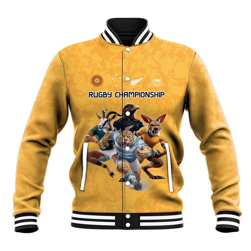 Custom Rugby Southern Hemisphere Baseball Jacket Argentina AUNZ South Africa Mascot Gold - Aussie Hoodie