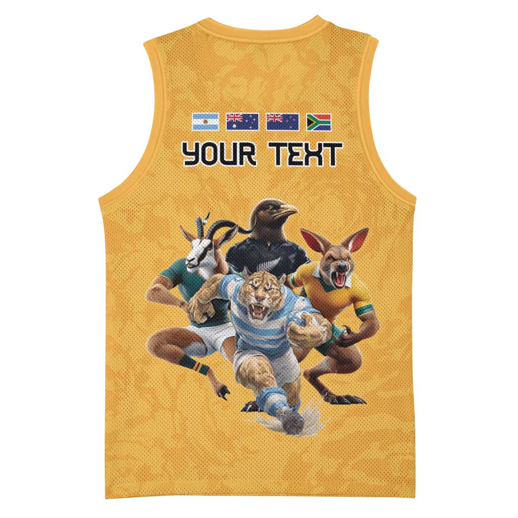 Custom Rugby Southern Hemisphere Basketball Jersey Argentina AUNZ South Africa Mascot Gold - Aussie Hoodie
