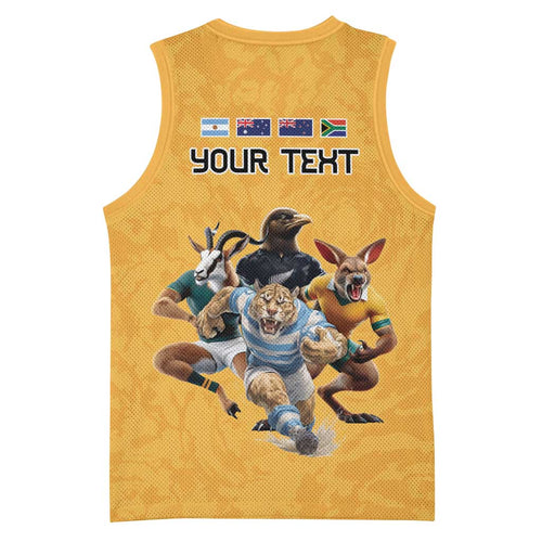Custom Rugby Southern Hemisphere Basketball Jersey Argentina AUNZ South Africa Mascot Gold - Aussie Hoodie