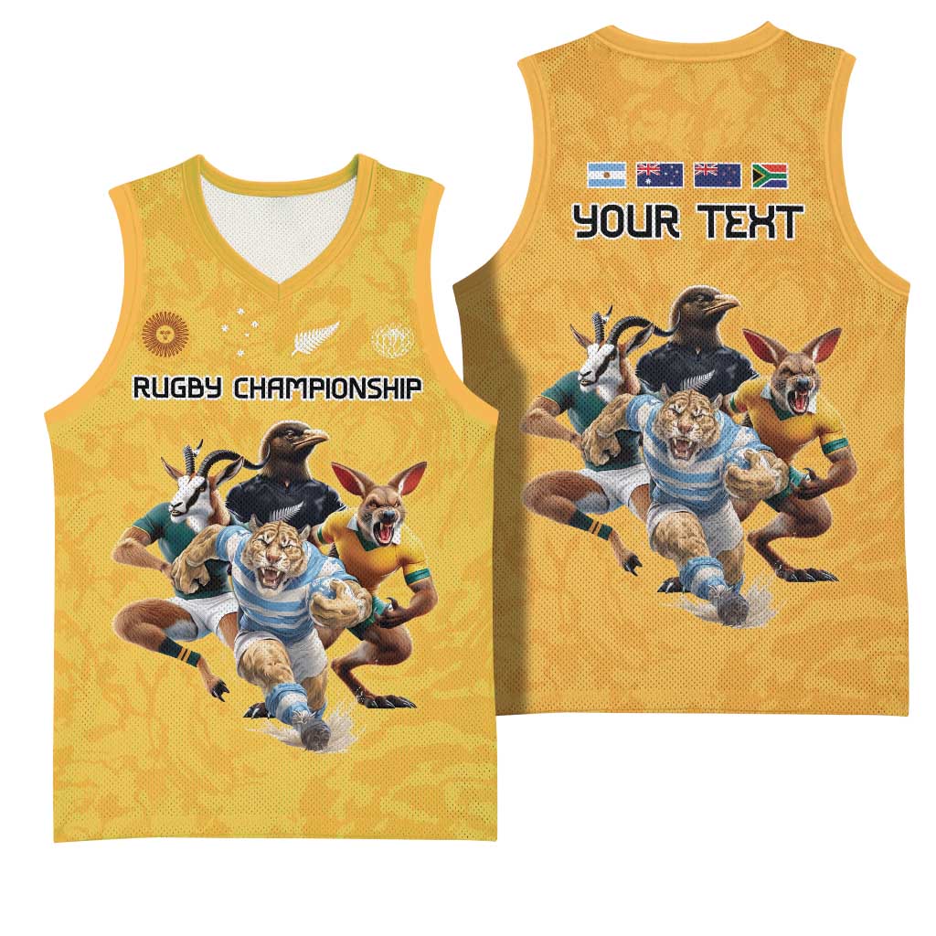Custom Rugby Southern Hemisphere Basketball Jersey Argentina AUNZ South Africa Mascot Gold - Aussie Hoodie