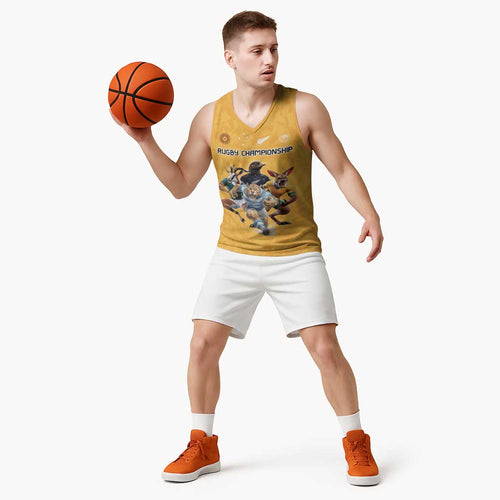 Custom Rugby Southern Hemisphere Basketball Jersey Argentina AUNZ South Africa Mascot Gold - Aussie Hoodie
