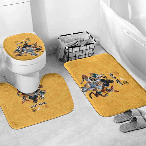 Custom Rugby Southern Hemisphere Bathroom Set Argentina AUNZ South Africa Mascot Gold - Aussie Hoodie