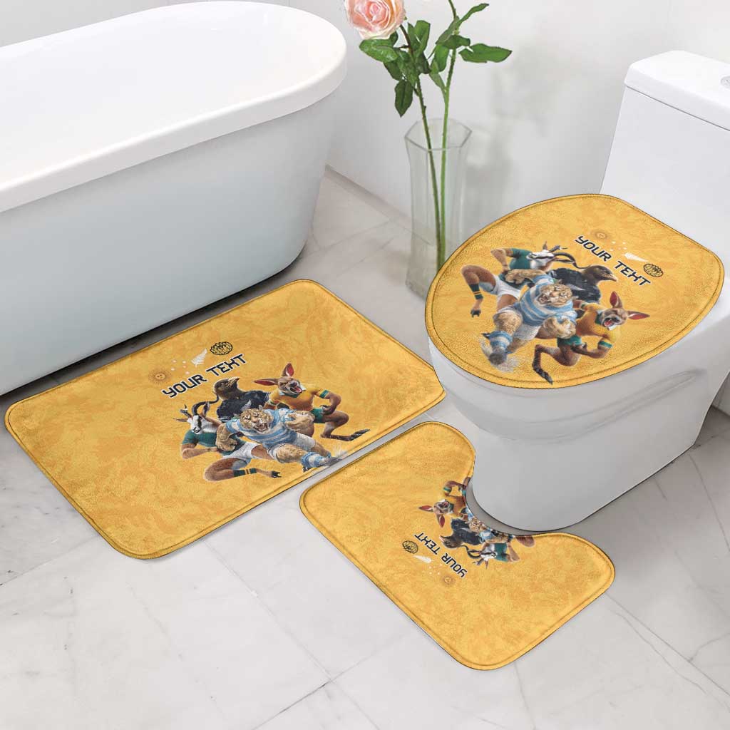 Custom Rugby Southern Hemisphere Bathroom Set Argentina AUNZ South Africa Mascot Gold - Aussie Hoodie