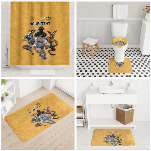 Custom Rugby Southern Hemisphere Bathroom Set Argentina AUNZ South Africa Mascot Gold - Aussie Hoodie