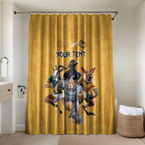 Custom Rugby Southern Hemisphere Bathroom Set Argentina AUNZ South Africa Mascot Gold - Aussie Hoodie