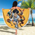 Custom Rugby Southern Hemisphere Beach Blanket Argentina AUNZ South Africa Mascot Gold - Aussie Hoodie