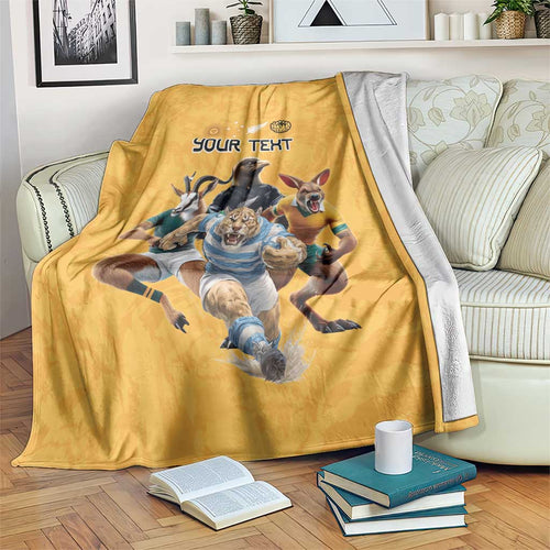 Custom Rugby Southern Hemisphere Blanket Argentina AUNZ South Africa Mascot Gold - Aussie Hoodie