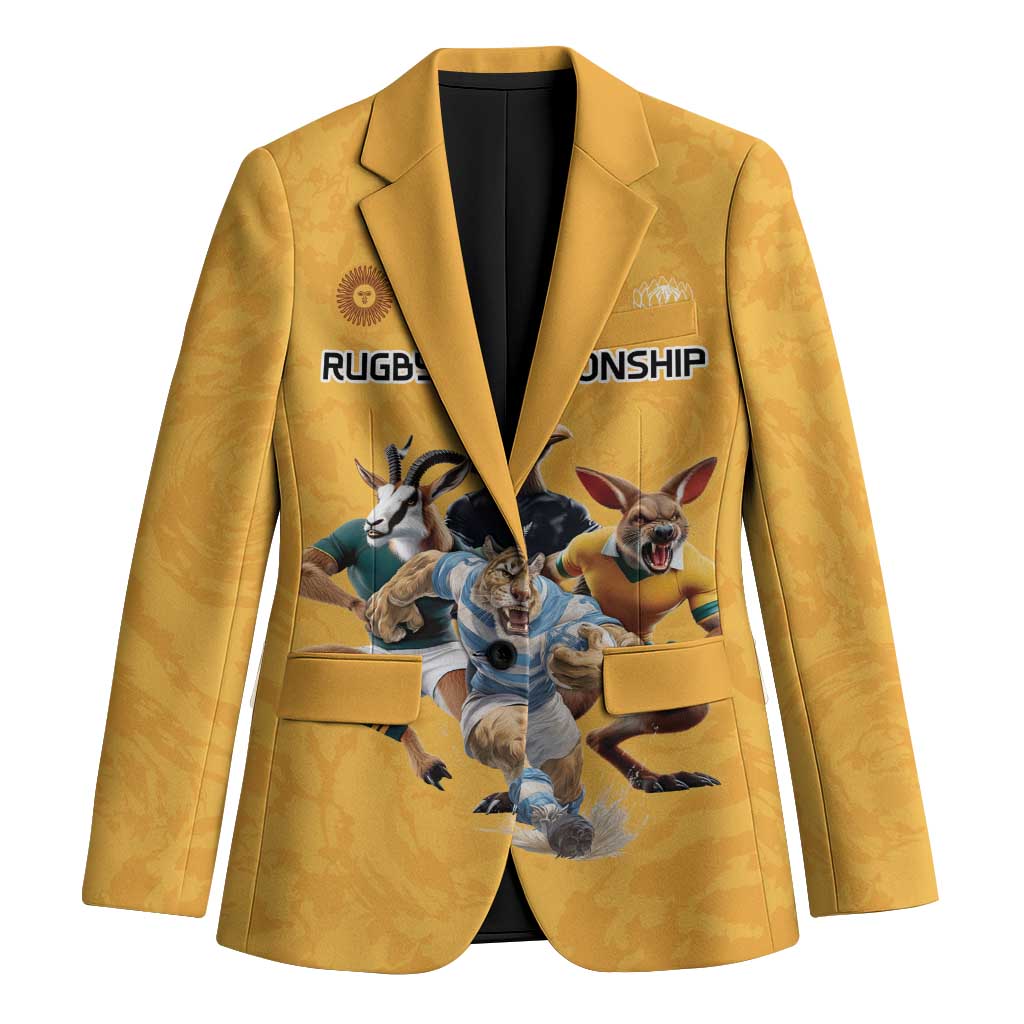 Custom Rugby Southern Hemisphere Blazer Argentina AUNZ South Africa Mascot Gold - Aussie Hoodie