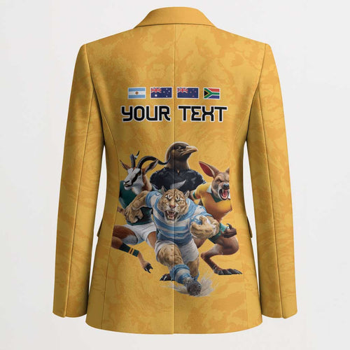 Custom Rugby Southern Hemisphere Blazer Argentina AUNZ South Africa Mascot Gold - Aussie Hoodie