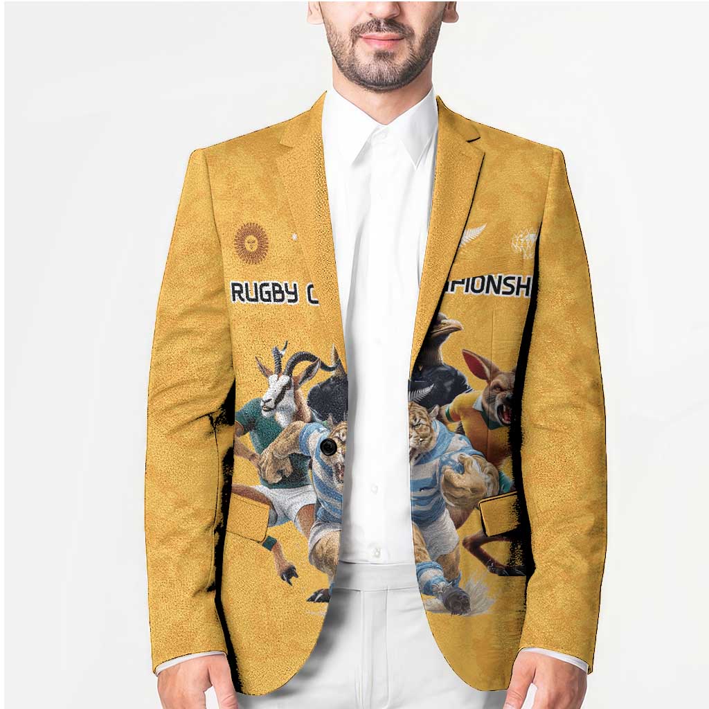 Custom Rugby Southern Hemisphere Blazer Argentina AUNZ South Africa Mascot Gold - Aussie Hoodie