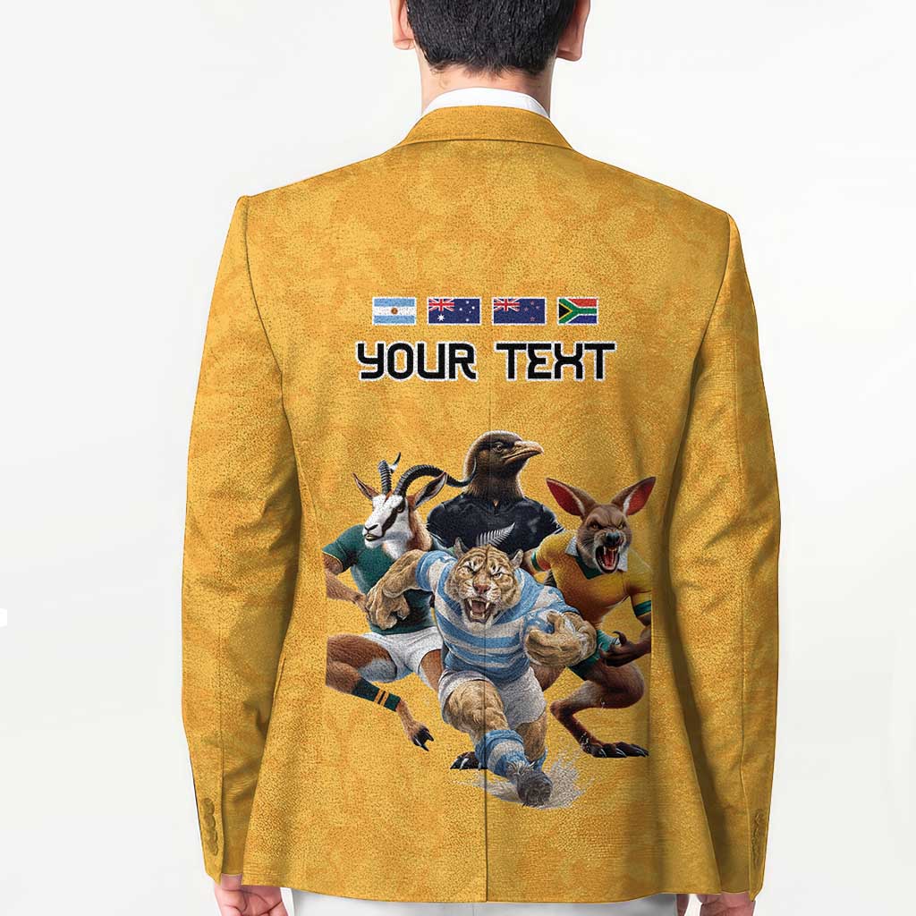 Custom Rugby Southern Hemisphere Blazer Argentina AUNZ South Africa Mascot Gold - Aussie Hoodie