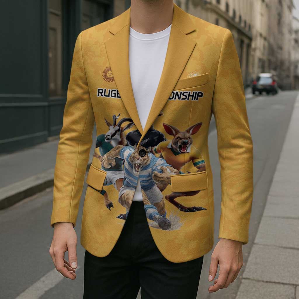 Custom Rugby Southern Hemisphere Blazer Argentina AUNZ South Africa Mascot Gold - Aussie Hoodie