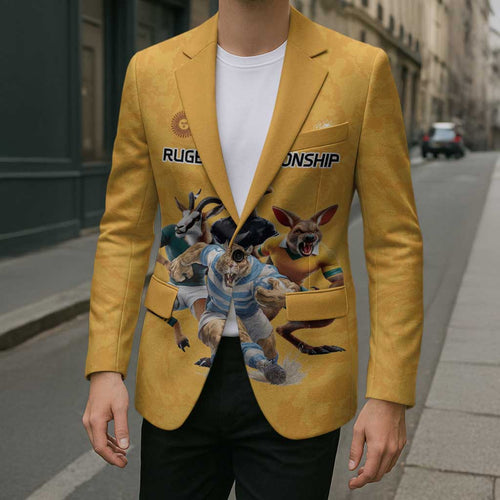 Custom Rugby Southern Hemisphere Blazer Argentina AUNZ South Africa Mascot Gold - Aussie Hoodie