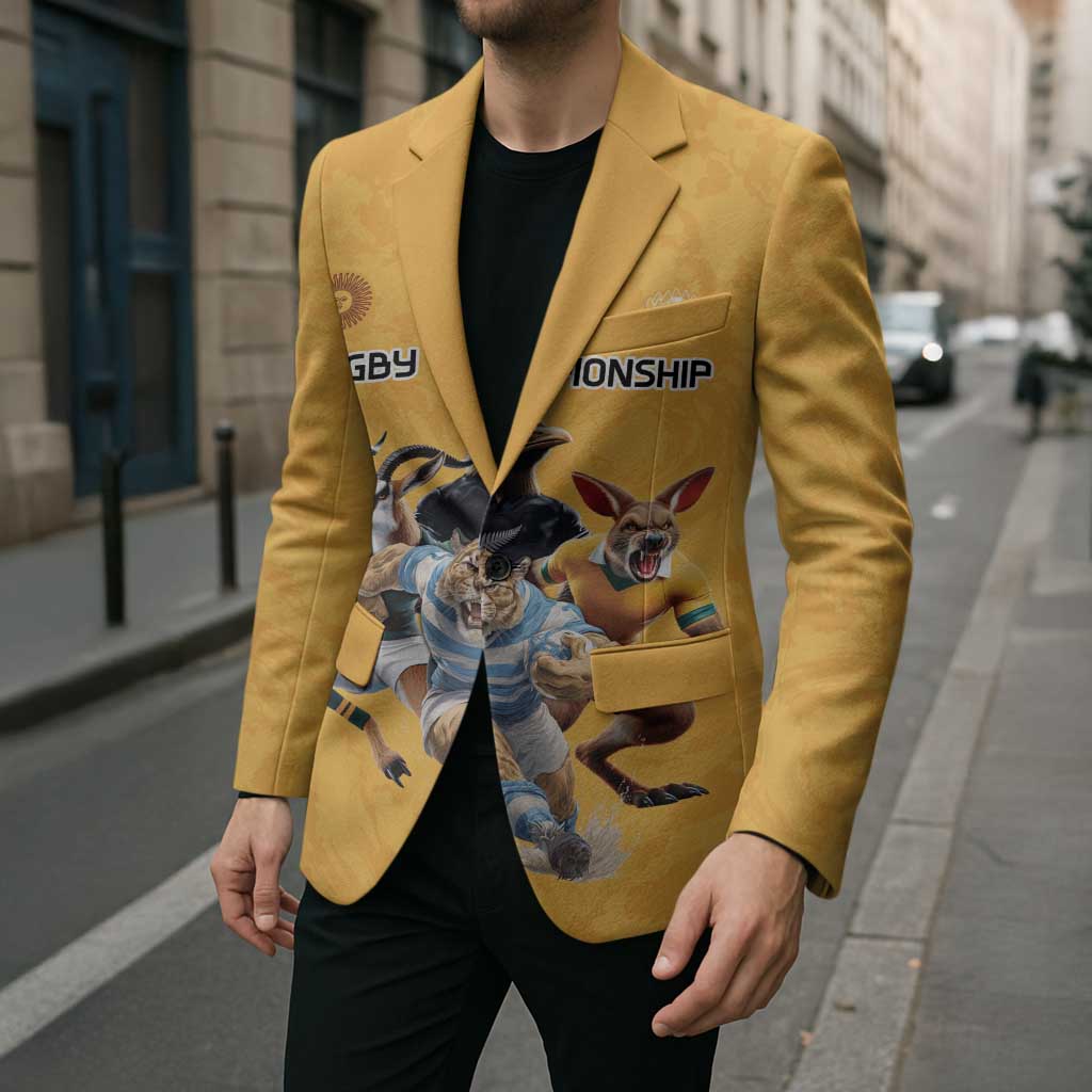 Custom Rugby Southern Hemisphere Blazer Argentina AUNZ South Africa Mascot Gold - Aussie Hoodie
