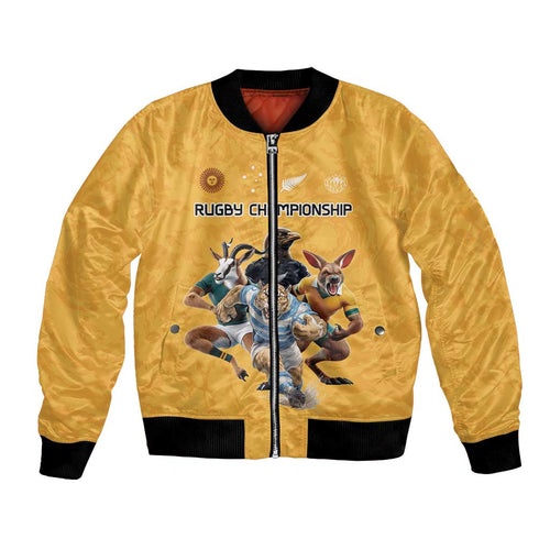 Custom Rugby Southern Hemisphere Bomber Jacket Argentina AUNZ South Africa Mascot Gold - Aussie Hoodie