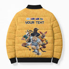 Custom Rugby Southern Hemisphere Bomber Puffer Jacket Argentina AUNZ South Africa Mascot Gold - Aussie Hoodie