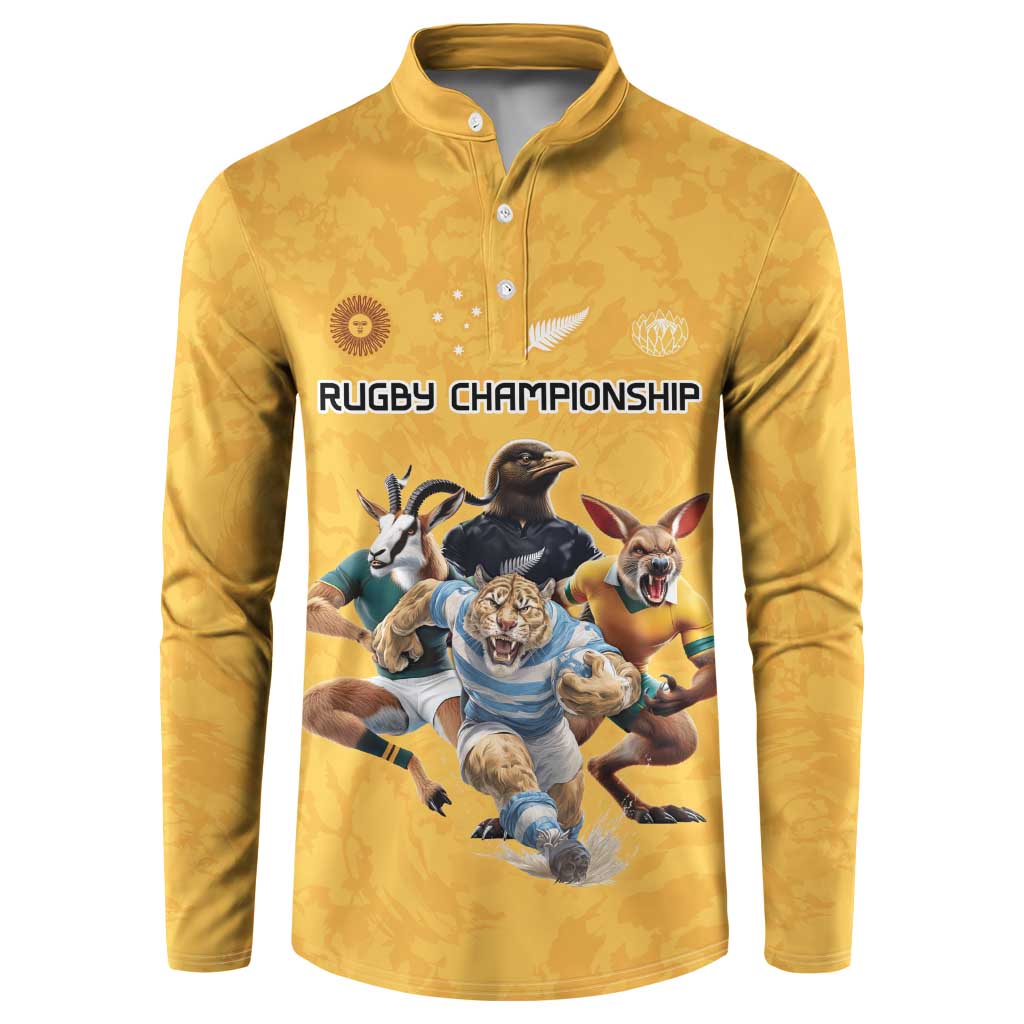 Custom Rugby Southern Hemisphere Button Sweatshirt Argentina AUNZ South Africa Mascot Gold - Aussie Hoodie