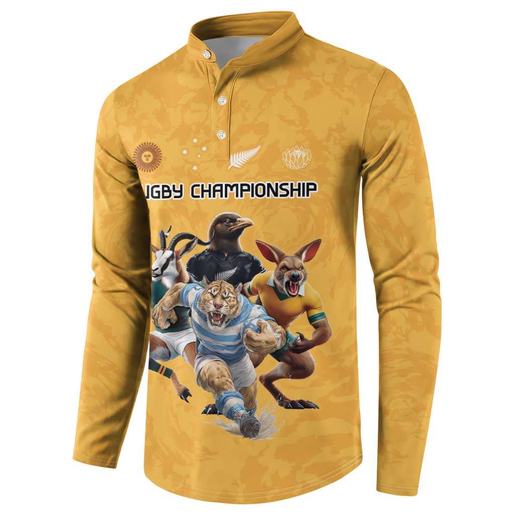 Custom Rugby Southern Hemisphere Button Sweatshirt Argentina AUNZ South Africa Mascot Gold - Aussie Hoodie