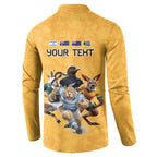 Custom Rugby Southern Hemisphere Button Sweatshirt Argentina AUNZ South Africa Mascot Gold - Aussie Hoodie