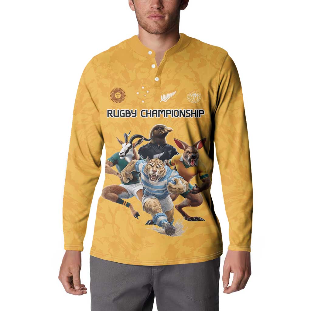 Custom Rugby Southern Hemisphere Button Sweatshirt Argentina AUNZ South Africa Mascot Gold - Aussie Hoodie